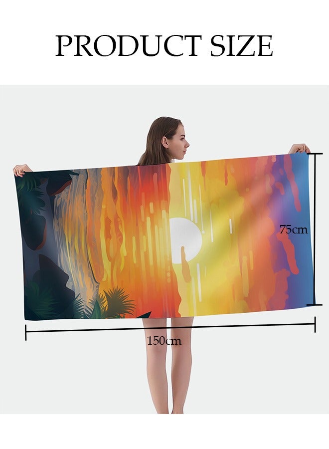 DUNISO منشفة الشاطئ، مناشف الشاطئ المصنوعة من الألياف الدقيقة مقاس 150 × 75 سم، منشفة سريعة الجفاف للسباحين، مناشف الشاطئ المقاومة للرمال للبالغين والأطفال، مناشف حمام السباحة الرائعة، ملحقات الشاطئ، منشفة ماصة للسفر - Image 3