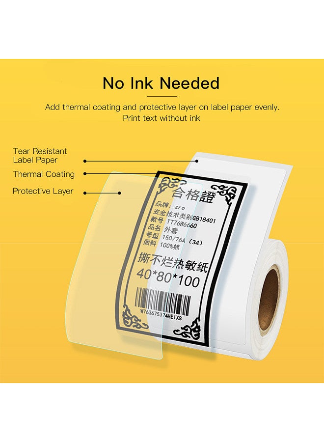 White Blank Thermal Printing Paper Roll for B21 Label Printer Barcode Price Size Name Label Paper Waterproof Oil-Proof Tear Resistant 40*80mm 95sheets/roll for B3S/B11 Thermal Printer for Home Organizer Supermarket Warehouse