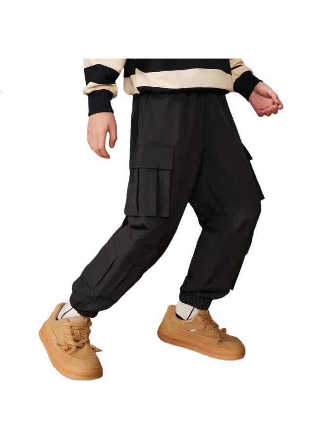 Ask Junior Boys' Pants, Autumn Children'S Fashion Versatile Cargo Pants, Running Trousers, Black, Size 170 - Image 3
