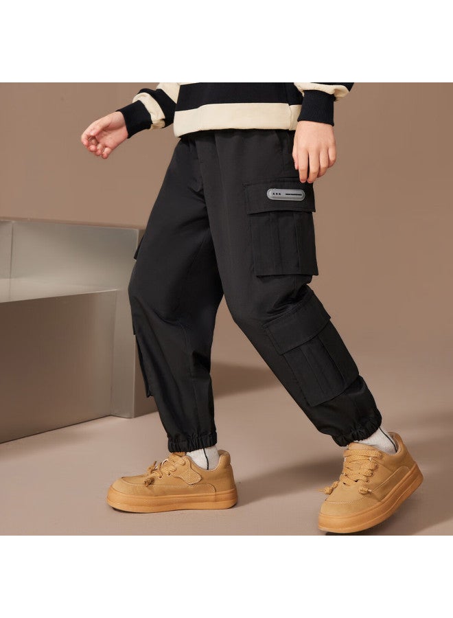 Ask Junior Boys' Pants, Autumn Children's Fashion Versatile Cargo Pants, Running Trousers, Black, Size 170 - Image 2