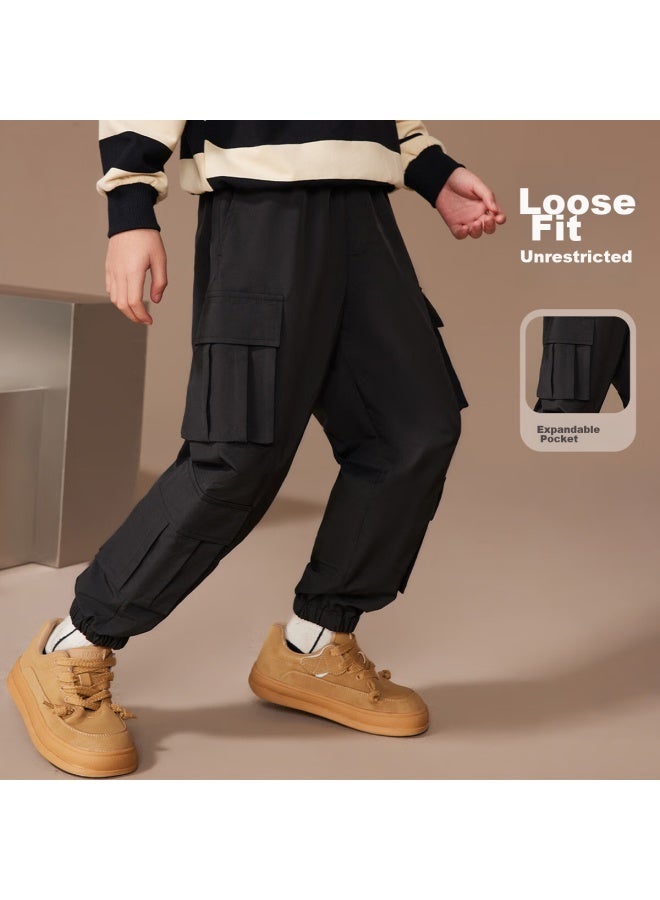 Ask Junior Boys' Pants, Autumn Children's Fashion Versatile Cargo Pants, Running Trousers, Black, Size 170 - Image 1