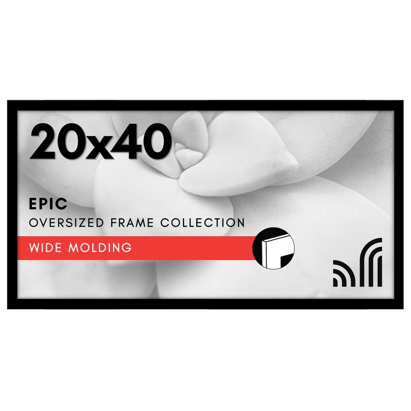 Americanflat 20x40 Picture Frame with Polished Plexiglass Black Picture Frame Wide Photo Frames Made of Engineered Wood for Vertical or Horizontal Wall Display Epic Collection Black