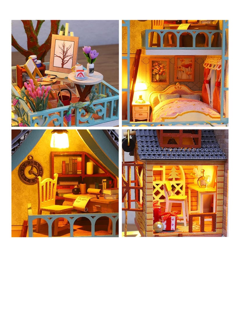 Excefore DIY Dollhouse Miniature with Furniture,Wooden Crafts Model Mini Handmade Kit with Dust Proof Cover and Music Box,1:24 Scale Creative Room Birthday Gift Idea for Adult Friend Lover - Image 5