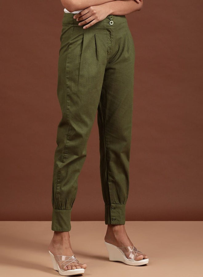 Freehand Women Green Tapered Fit Solid Pants - Image 2