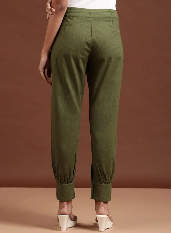 Freehand Freehand Women Green Tapered Fit Solid Pants