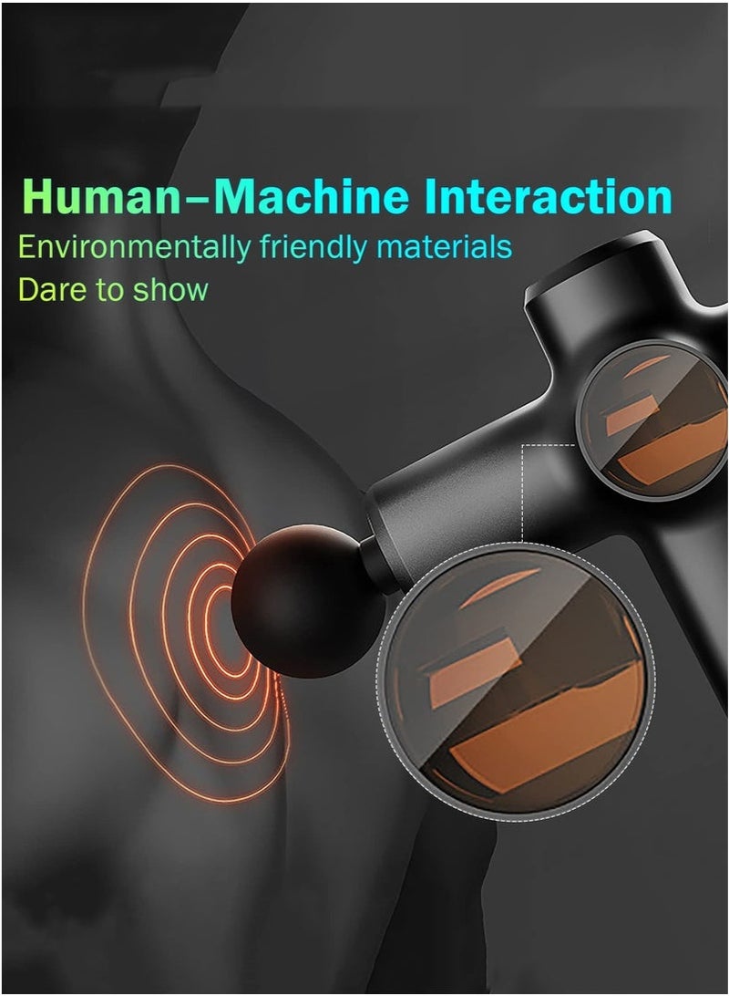 عربست تدليك بندقية الأنسجة العميقة بندقية تدليك العضلات المحمولة الكهربائية تدليك بندقية رياضي تخفيف الآلام قرع تدليك بندقية تدليك المحمولة (أسود) - Image 2