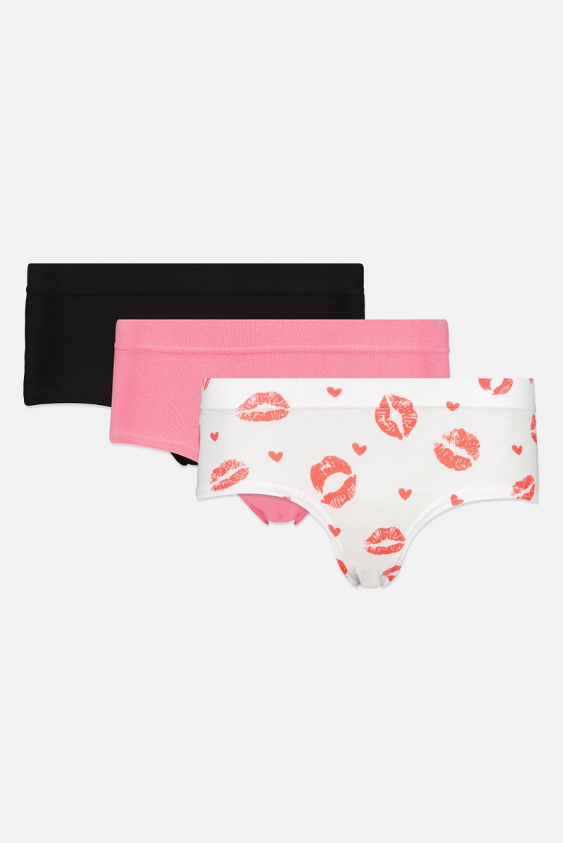 bebe Women 3 Pcs Graphic Print Panty Set, Multicolor - Image 1