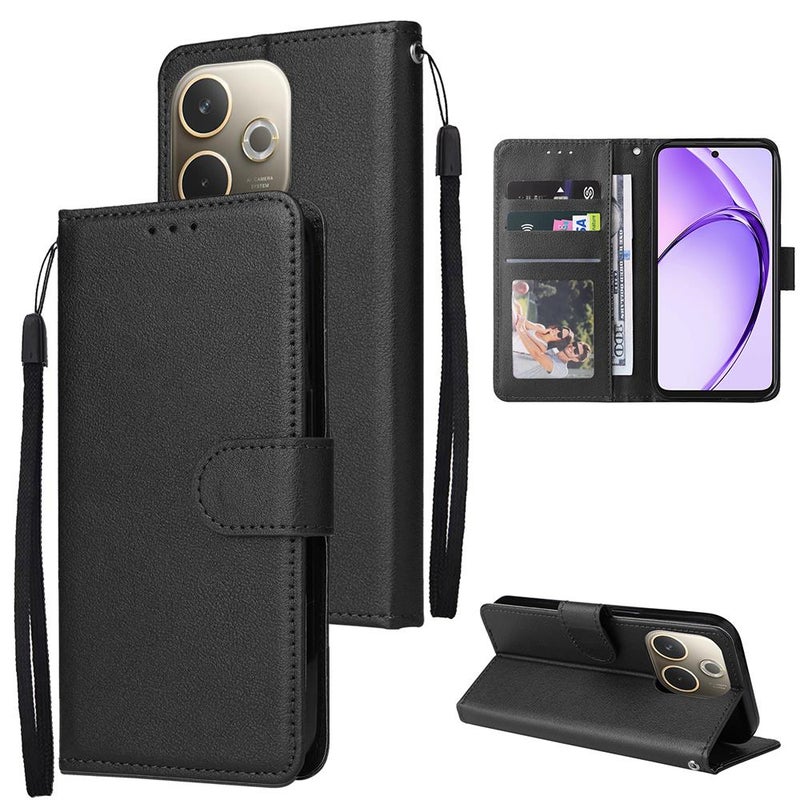 erorex For OPPO A5 Pro 4G / 5G Global 3-Card Slots Multifunctional Leather Phone Case(Black) - Image 1