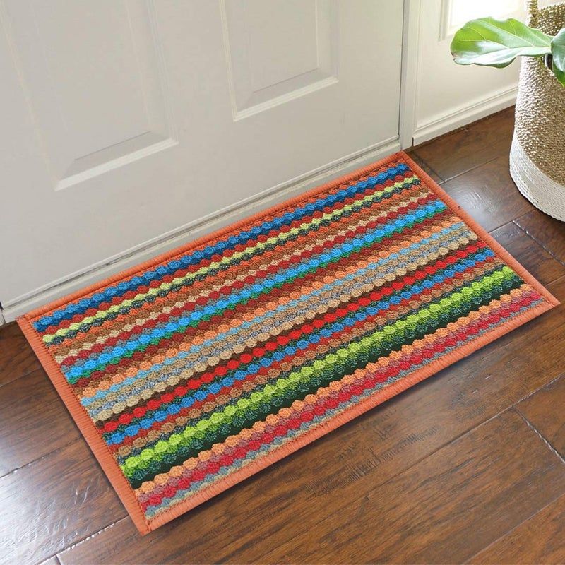 Status Contract Floor Door Mats in Home Soft Kitchen Living Area Bathroom Office Entrance Non-Slip Washable Dirt Trapper (38X 58 Cm, Orange, Polyester) - Image 1