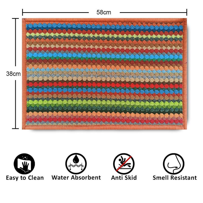 Status Contract Floor Door Mats in Home Soft Kitchen Living Area Bathroom Office Entrance Non-Slip Washable Dirt Trapper (38X 58 Cm, Orange, Polyester) - Image 2
