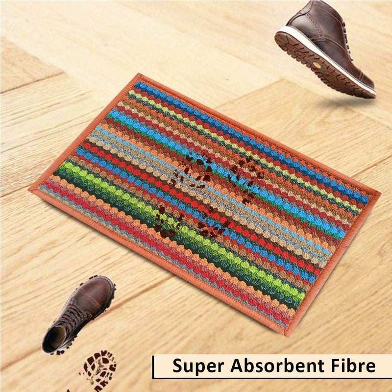 Status Contract Floor Door Mats in Home Soft Kitchen Living Area Bathroom Office Entrance Non-Slip Washable Dirt Trapper (38X 58 Cm, Orange, Polyester) - Image 3