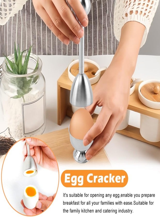 Trasylph 10PCS Egg Cracker Topper Cutter Set for Hard Boiled Eggs,With 4X Stainless Steel Egg Cups for Soft Boiled Eggs,4 X Egg Spoons,1 X Magnetic Egg Piercer,for Breakfast Kitchen Tool - Image 5