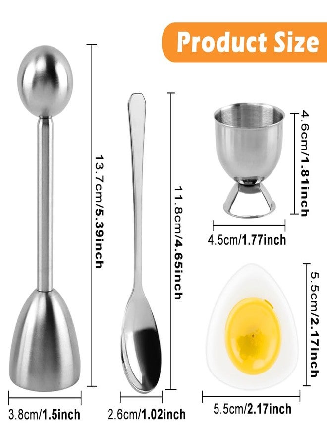 Trasylph 10PCS Egg Cracker Topper Cutter Set for Hard Boiled Eggs,With 4X Stainless Steel Egg Cups for Soft Boiled Eggs,4 X Egg Spoons,1 X Magnetic Egg Piercer,for Breakfast Kitchen Tool - Image 2