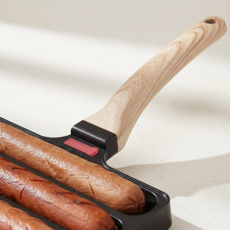 5-Slot Hot Dog Skillet Non Multi-Compartment Hot Dog Pan Nonstick Frankfurter Grill Pan for Campers, Camping, Outdoor, Travel, White - Image 5
