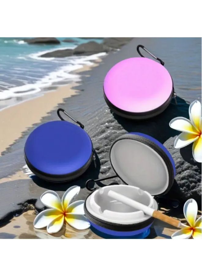 Light Blue Windproof Portable Mini Pendant Ashtray Durable Plastic Compact for Car Camping Outdoor Travel Beach Picnics - Image 1