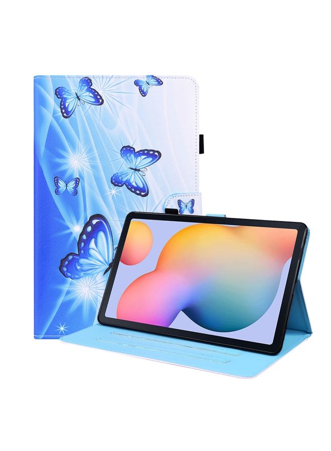 HuHa Case Cover For Samsung Galaxy Tab S6 Lite SM-P610 / SM-P615 Animal Pattern Horizontal Flip Leather Case with Holder & Card Slots & Photo Frame & Sleep / Wake-up Function Blue Butterfly 