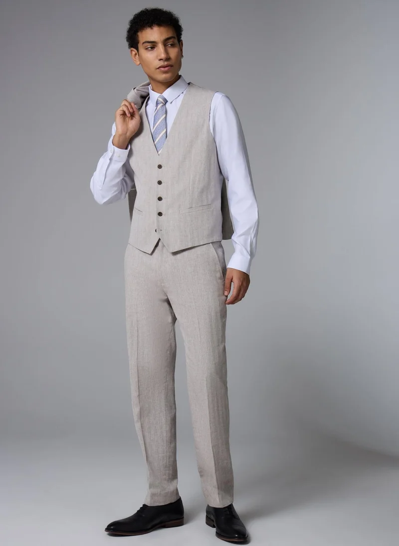 ماتلان Taylor & Wright Langham Stone Linen Blend Herringbone Suit Waistcoat