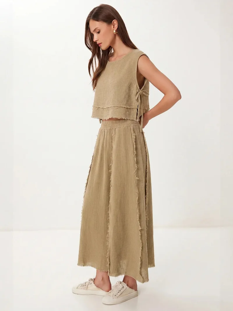 السعادة في إسطنبول ISTANBUL Cotton Sleeveless Blouse and Wide-Leg Skirt Set