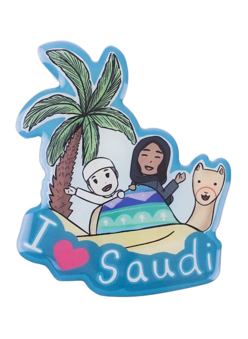 شبابنا×هناك شبابنا×هناك مغناطيس ثلاجة مزين بتصميم ثقافي بعبارة I Love Saudi وبطبعة مستوحاة من معالم سعودية | هدية تذكارية لتزيين المطبخ – أصلي وعالي الجودة ويدوم طويلاً | منتجات سعودية ومحلية - DAR-3  - Image 1