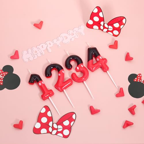OGnomiFX 2nd Black Red Birthday Candles for Boys Girls, Red Mouse Cake Topper Cupcake Decor, Cartoon Themed Birthday Party Decorations Supplies (Number 2) - Image 4