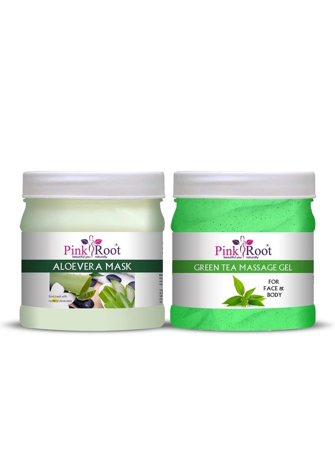 Pink Root - Pink Root Green Tea Massage Gel 500ml with Aloe Vera Mask 500ml - Image 1