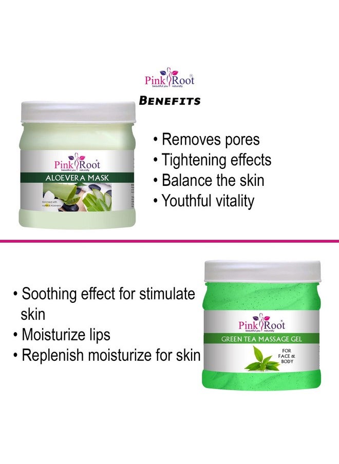 Pink Root - Pink Root Green Tea Massage Gel 500ml with Aloe Vera Mask 500ml - Image 1