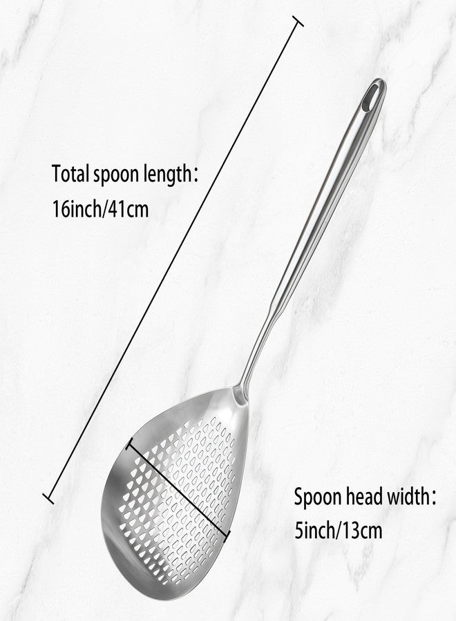 آميا مغرفة قلي عميق من الفولاذ المقاوم للصدأ SUS304 من IMEEA، ملعقة مثقبة للقلي العميق، 16 بوصة - Image 3