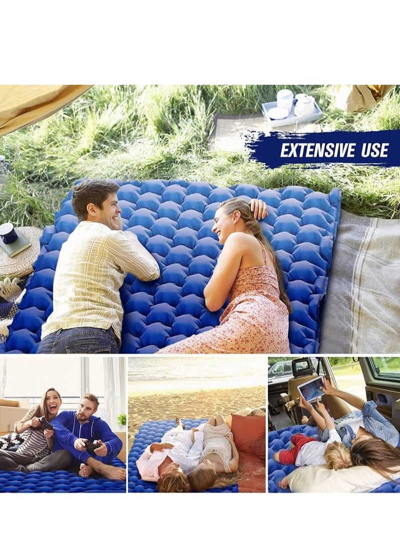Generic Premium Double Inflatable Sleeping Pad – Blue, Extra Thick, Built-in Foot Pump, Ultralight & Waterproof for Camping, Hiking & Travel - Image 5