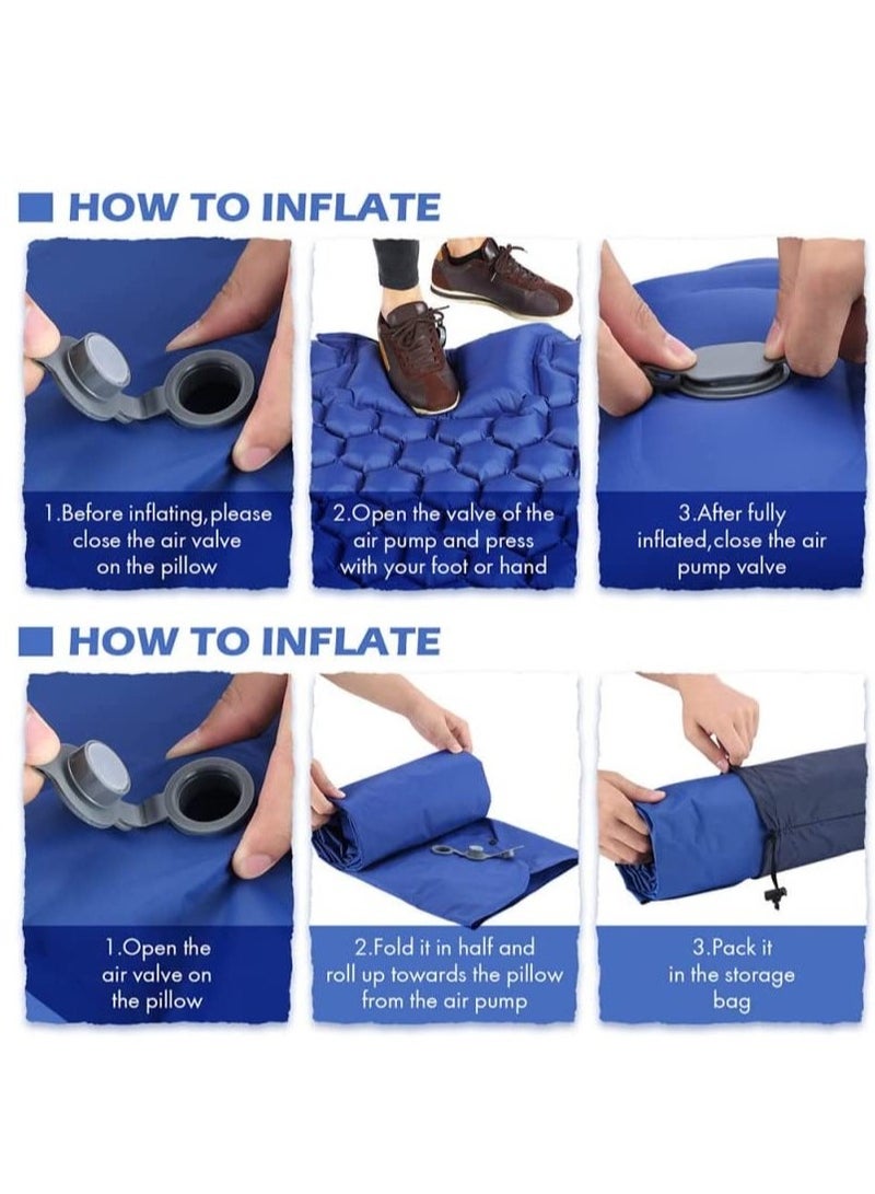 Generic Premium Double Inflatable Sleeping Pad – Blue, Extra Thick, Built-in Foot Pump, Ultralight & Waterproof for Camping, Hiking & Travel - Image 2