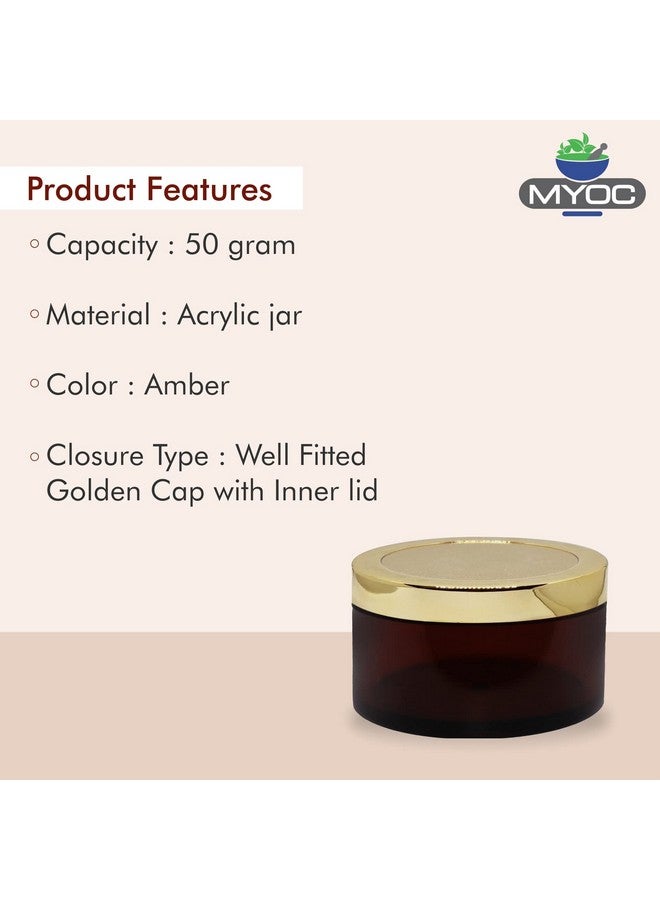 Myoc جرار MYOC العنبر مع غطاء ذهبي وغطاء داخلي للكريمات، الجل، مقشر الجسم والزبدة، حاوية تجميل محمولة قابلة لإعادة الاستخدام وإعادة التعبئة - 50 جرام (عبوة من 4) - Image 3