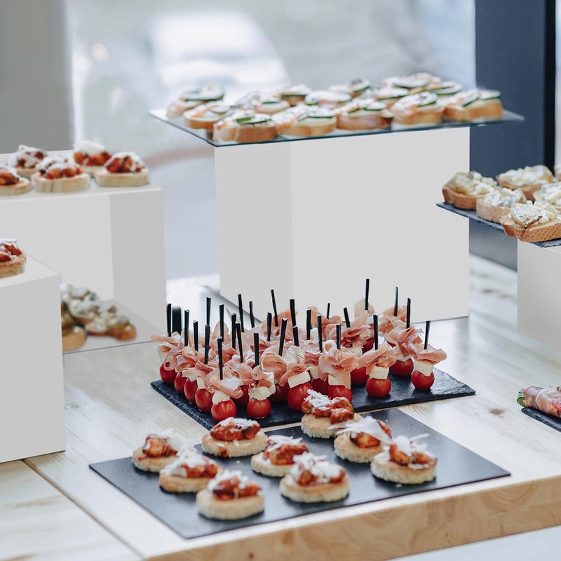 TPGP HEYTIMI 4Pcs Buffet Risers, Acrylic Cube Display Stands for Food, Dessert, Party, Brunch, Jewelry & Crafts (6.5x7.5x8.5x9.5'') - Image 3