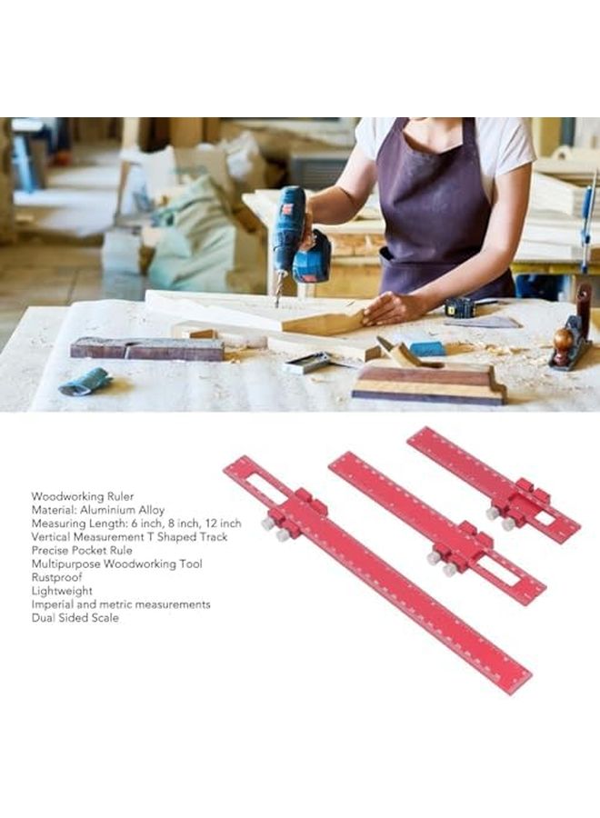 T Type Scribing Ruler 6 8 12 Inch Aluminum Alloy Woodworking Ruler with Slide Stop - Image 5
