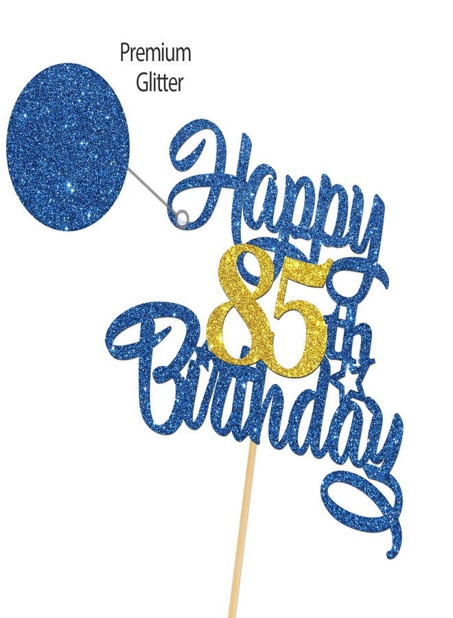 Helewilk Happy 85th Birthday Cake Topper,Blue Glitter 85th Cake Decorations,85&Fabulous/I'm 85/Eighty-five Years Old Birthday Cake Topper,Anniversary Party/Birthday Party Decoration Supplies - Image 3
