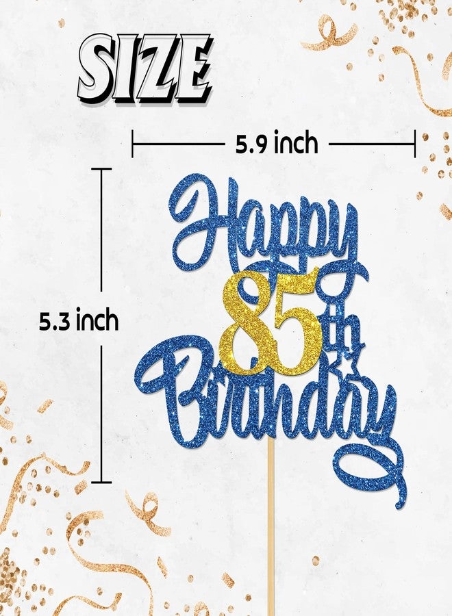 Helewilk Happy 85th Birthday Cake Topper,Blue Glitter 85th Cake Decorations,85&Fabulous/I'm 85/Eighty-five Years Old Birthday Cake Topper,Anniversary Party/Birthday Party Decoration Supplies - Image 2