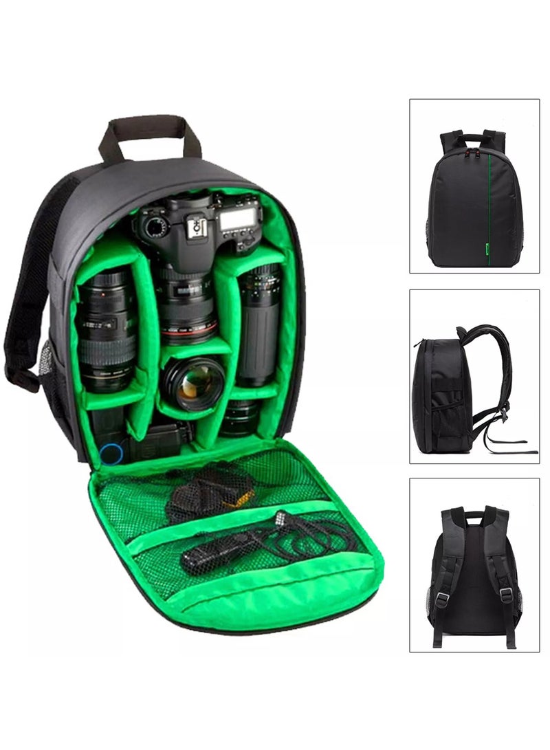 Camera Backpack Bag Waterproof Lens Case Rucksack For DSLR Canon EOS Nikon Green - Image 1
