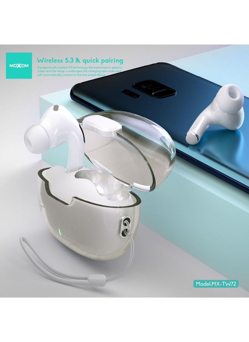 MOXOM - Moxom MX-TW72 Space Capsule Transparent TWS Wireless Earbuds with Extra Bass – High-Quality Sound and Sleek Design - Image 1
