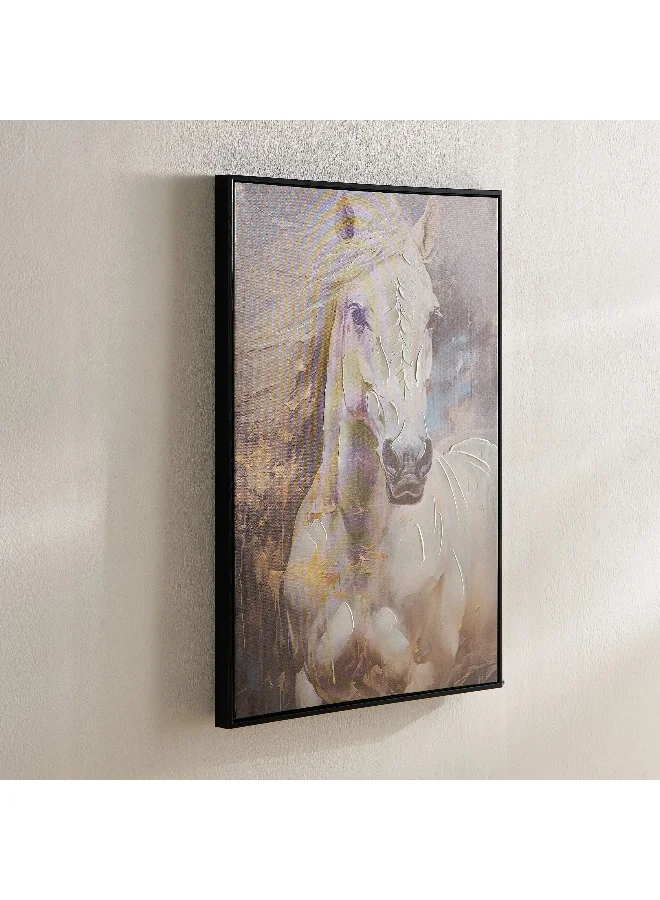 هوم بوكس لوحة فوسيل مرسومة يدوياً بحصان - 50x70x3 سم
