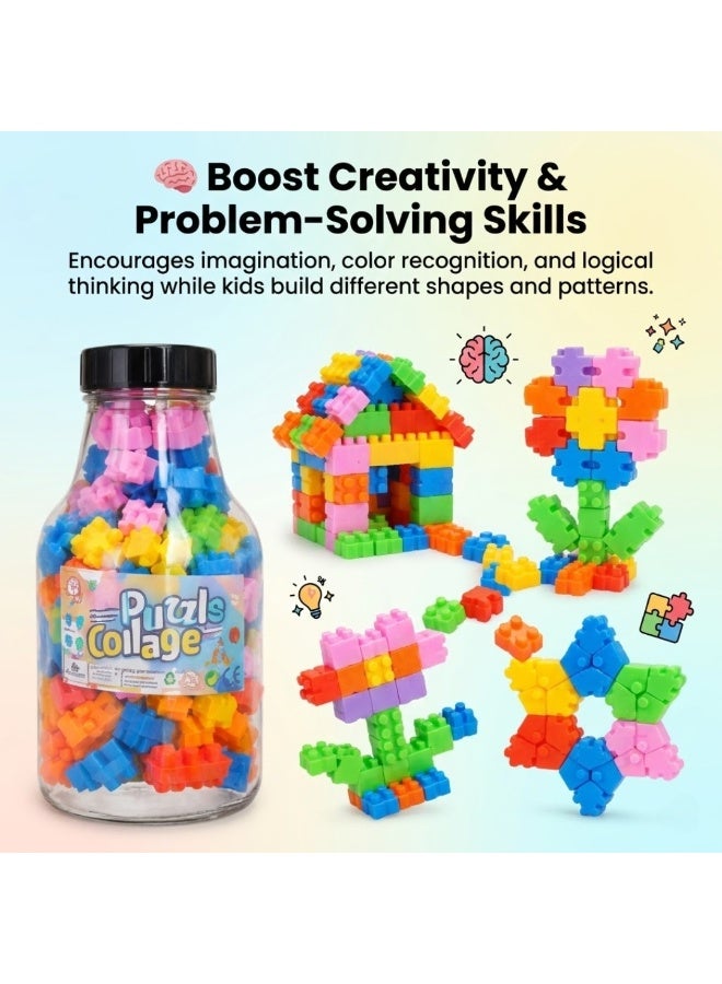 Colorful Puzzle Blocks for Kids – Creative Interlocking Building Toys in Storage Bottle, Educational Learning Toy for Boys & Girls, Develops Creativity, Fine Motor Skills & Hand-Eye Coordination (Multi-colour) - Image 3
