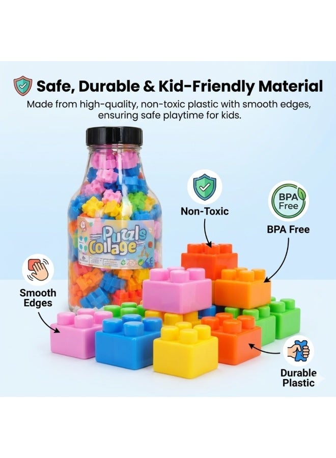 Colorful Puzzle Blocks for Kids – Creative Interlocking Building Toys in Storage Bottle, Educational Learning Toy for Boys & Girls, Develops Creativity, Fine Motor Skills & Hand-Eye Coordination (Multi-colour) - Image 4