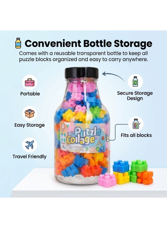 Colorful Puzzle Blocks for Kids – Creative Interlocking Building Toys in Storage Bottle, Educational Learning Toy for Boys & Girls, Develops Creativity, Fine Motor Skills & Hand-Eye Coordination (Multi-colour) - Image 5