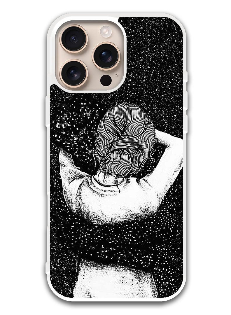 Theodor Protective Case Cover For APPLE IPHONE 16 Pro Night Imagination Of Girl  (White Bumper) - Image 1