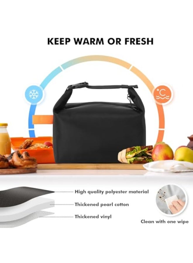 NALACAL NALACAL Lunch bag for Adult Women Men, Reusable High Capacity Lunch Tote Bags, Small Leakproof Cooler Food Lunch Containers, Lunch box for Work, Travel, Outdoor, School Picnic, One Size (Black) - Image 4