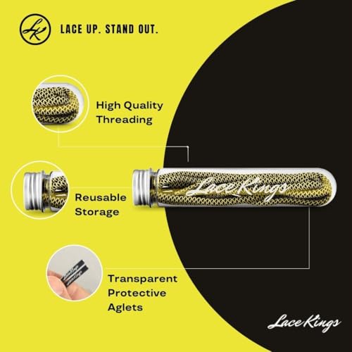 Lace Kings رباط أحذية كينغز الدائري (أصفر/أسود - 36 بوصة) - Image 2