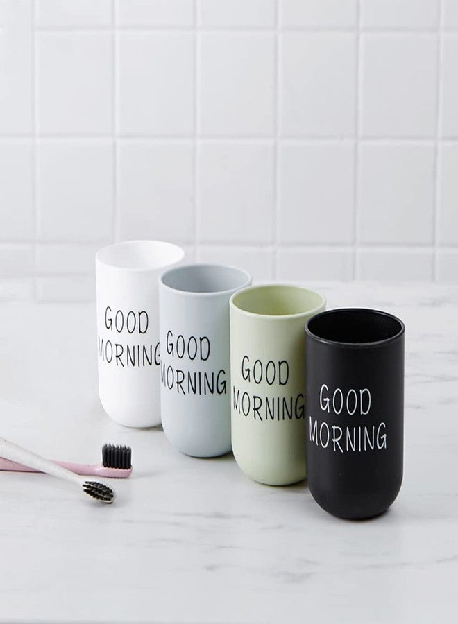 SITAKE 4 Pcs Bathroom Tumblers Cups, Unbreakable Reusable Toothbrush Holders, Eco-Friendly Plastic Drinking Cups for Water, Coffee, Milk, Juice, Tea(4 Colors) - Image 1