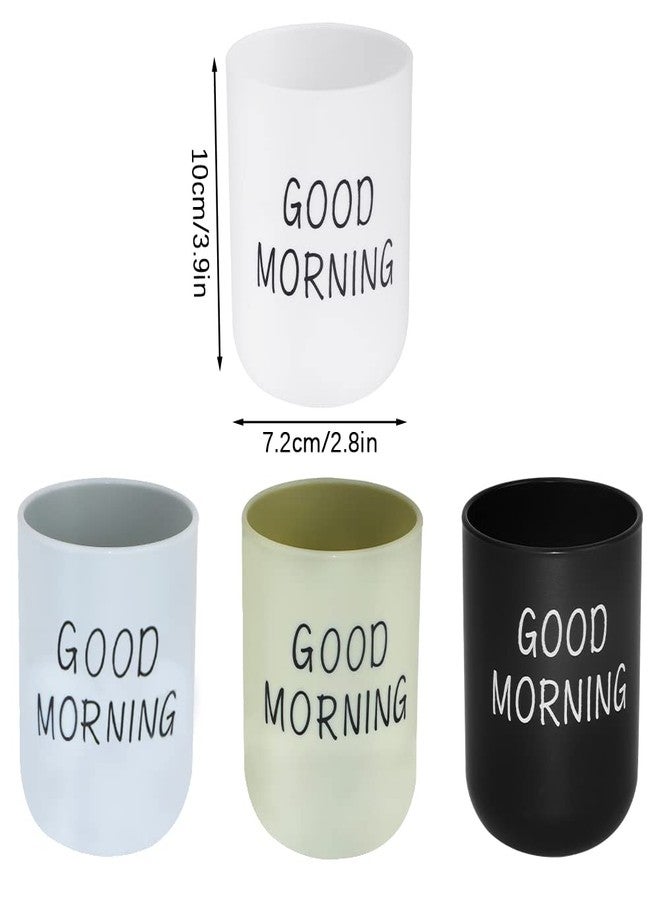 SITAKE 4 Pcs Bathroom Tumblers Cups, Unbreakable Reusable Toothbrush Holders, Eco-Friendly Plastic Drinking Cups for Water, Coffee, Milk, Juice, Tea(4 Colors) - Image 2