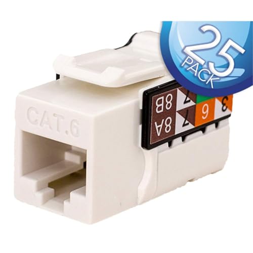 VC VERTICAL CABLE Vertical Cable V-MAX Cat6 Keystone Jack - White - 25 Pack - Image 1