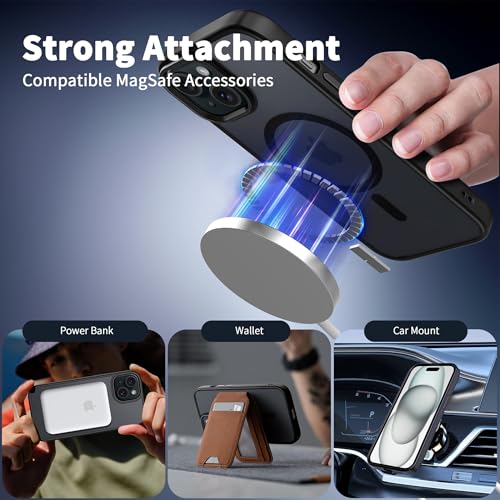 CACOE Magnetic Case for iPhone 15 2023 6.1 inch-Compatible with MagSafe & Magnetic Car Phone Mount,Anti-Fingerprint TPU Thin Phone Cases Cover Protective Shockproof (Matte Black) - Image 4