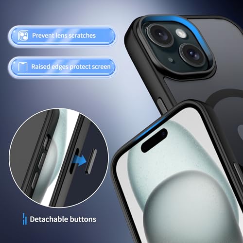 CACOE Magnetic Case for iPhone 15 2023 6.1 inch-Compatible with MagSafe & Magnetic Car Phone Mount,Anti-Fingerprint TPU Thin Phone Cases Cover Protective Shockproof (Matte Black) - Image 5