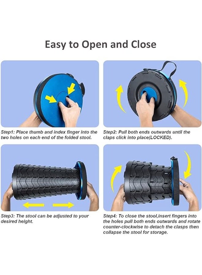 Generic Portable Telescopic Folding Stool – Adjustable Height, Lightweight Compact Seat with Carry Strap – Durable ABS for Camping, Travel, Fishing, Queue, Home & Outdoors – Multicolor – 1pcs - Image 3