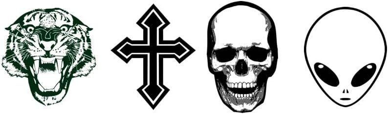 4X Small finger Semi Permanent Tattoo Waterproof Lasts 12 weeks tiger cross skull alien head